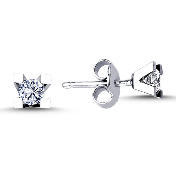 0,24 ct Diamond Solitaire Stud Earring 14 carat white gold