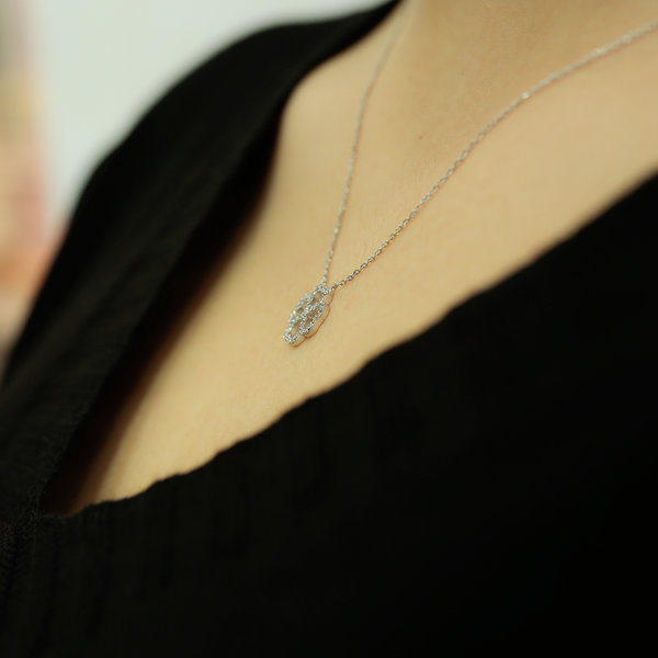 Diamant Halskette Kleeblatt Anhänger