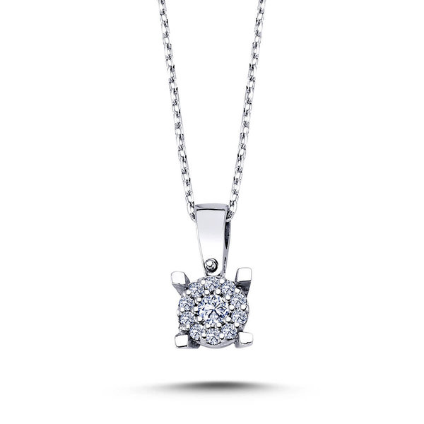 Diamond Necklace 0,50 ct Solitaire Effect 14 carat white gold