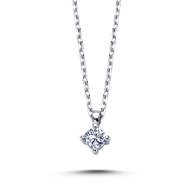 0,09 ct Diamond Solitaire Necklace 14 carat white gold