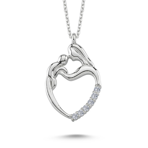 Necklace Pendant Mother Child 14 carat white gold