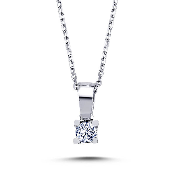 0,08 ct Diamond Solitaire Necklace 585 er white gold