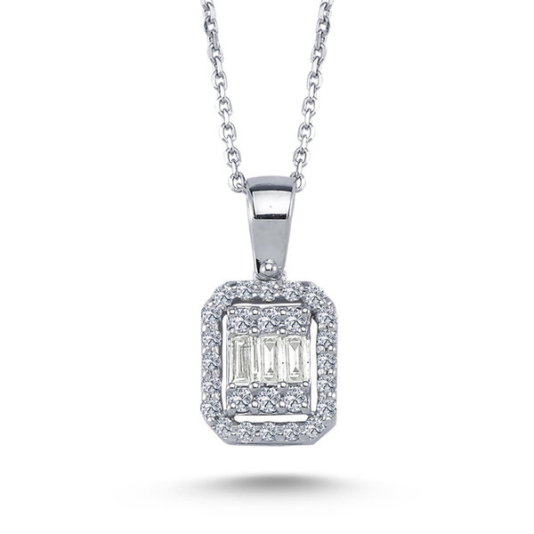 Baguette Diamond Necklace 585 14K white gold