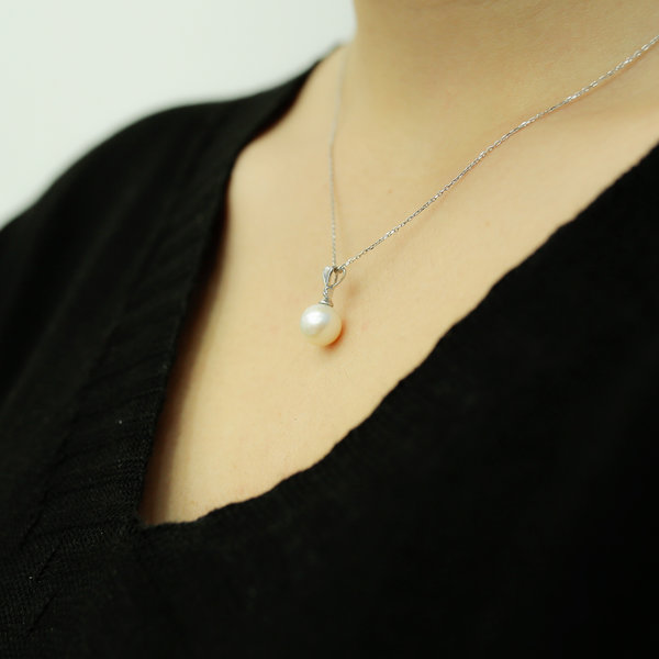 Perlen Halskette Diamant 14 Karat Weißgold