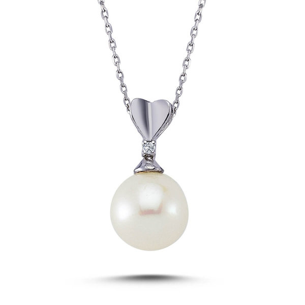 Perlen Halskette Diamant 14 Karat Weißgold