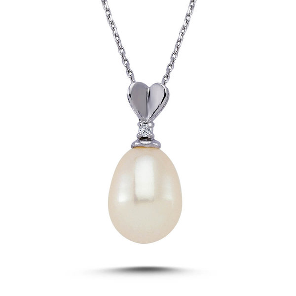 Drop Pearls Necklace Diamond 14 carat white gold