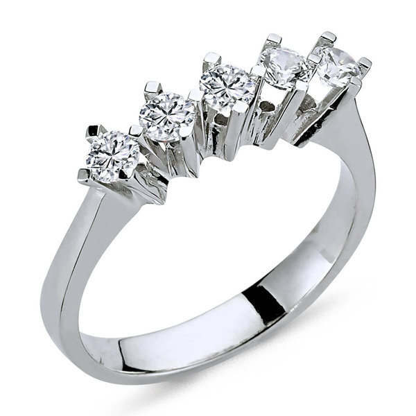 0,55 ct 5 Diamonds Allianzring Eternity Ring 14 carat white gold