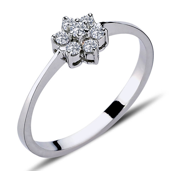 0,20 ct Diamond Flowern Ring Solitaire 14 carat white gold