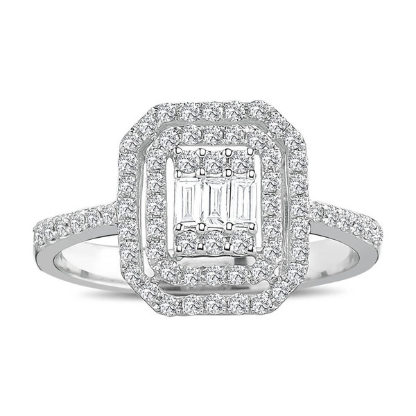 0,48 ct Diamond Baguette Ring 585 er 14 carat white gold