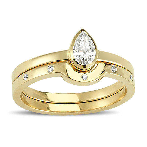 0,33 Carat Drop Diamant Solitär Ring Antragsring 14 Karat Gelbgold