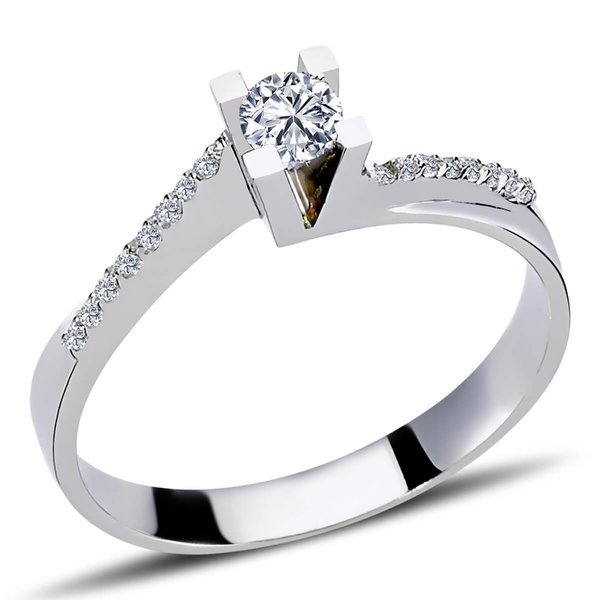 0,23 Carat Diamant Ring Antragsring 14 Karat Weißgold