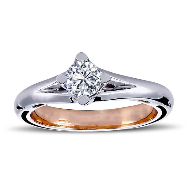 Solitär Diamant Ring Antragsring 14 Karat Weißgold und Rotgold