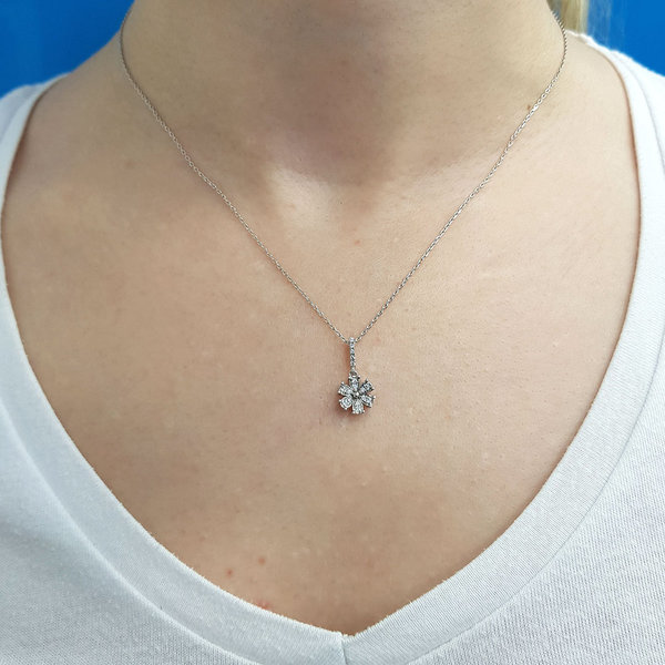 Stern Diamant Halskette mit Anhänger Weissgold