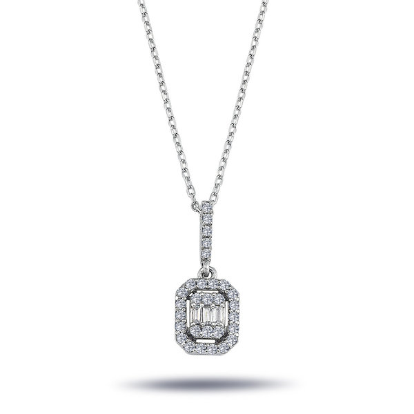 Diamant Halskette mit 0,26 Carat Baguette Anhänger