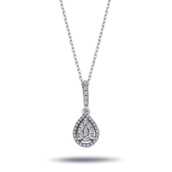 Drop Design Diamant Halskette mit Anhänger Weißgold