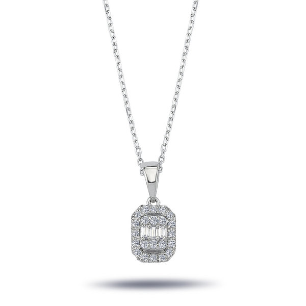 Diamant Halskette mit 0,17 Carat Baguette Anhänger