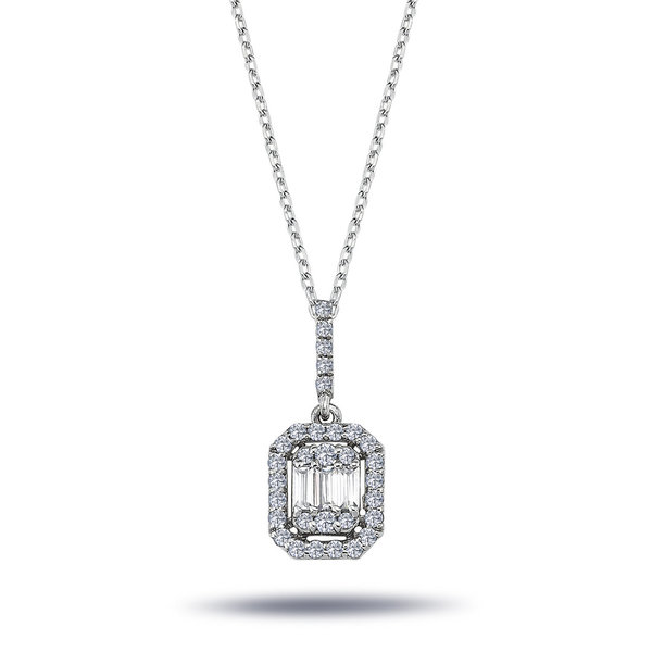 Diamant Halskette 0,39 Carat Baguette Anhänger