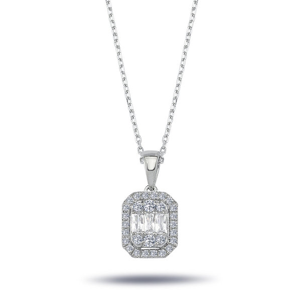 Diamant Halskette mit 0,43 Carat Baguette Anhänger
