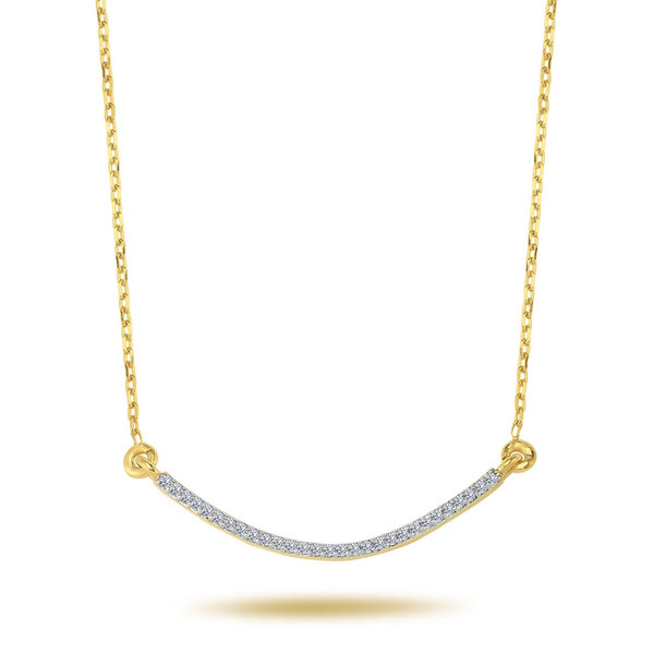 Diamant Bogen Anhänger Tennis Halskette Collier in 14 Karat Gelbgold