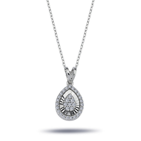 Oval Design Diamanten (Brillant-Schliff) Anhänger Kollier Halskette 14 Karat Gold