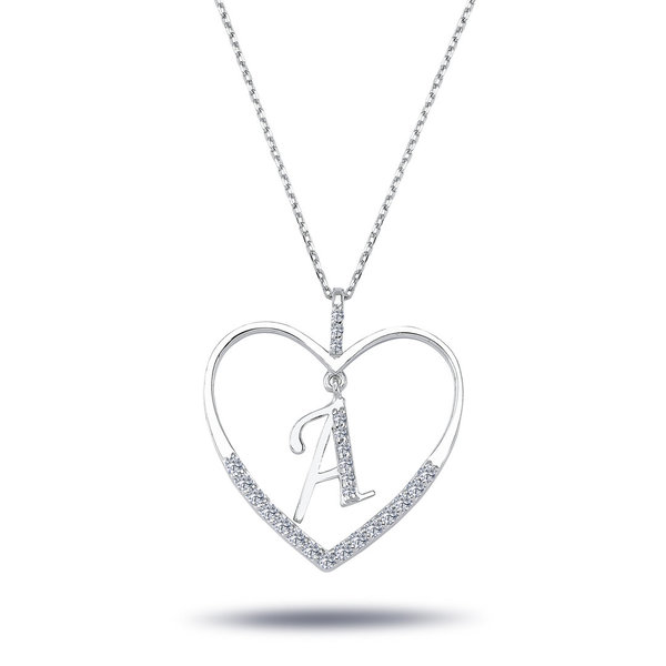 Halskette mit Diamant Buchstaben Herz-Anhänger