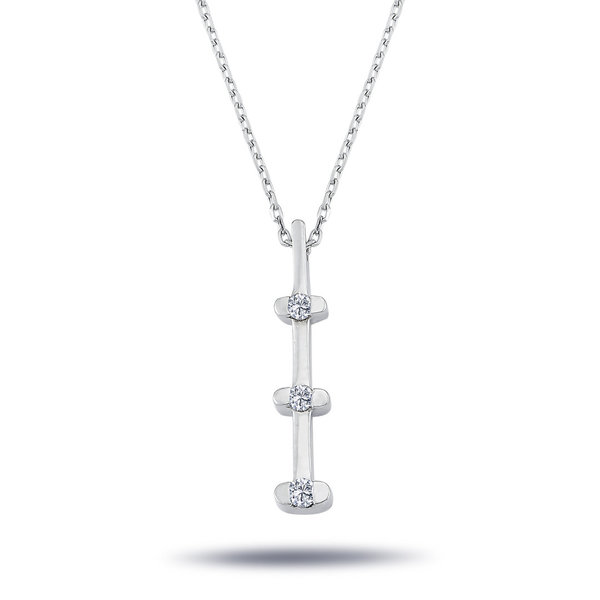 Diamant Halskette mit 0,13 Carat Tria-Anhänger in 14 Karat Weißgold