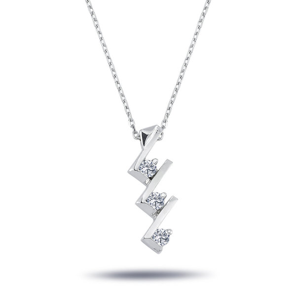 Diamant Halskette mit 0,24 Carat Tria-Anhänger in 14 Karat Weißgold
