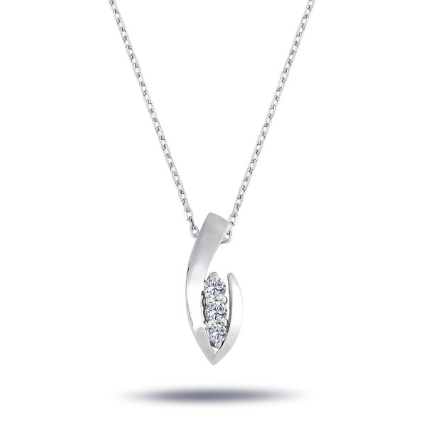 Diamant Halskette mit 0,15 Carat Tria-Anhänger in 14 Karat Weißgold
