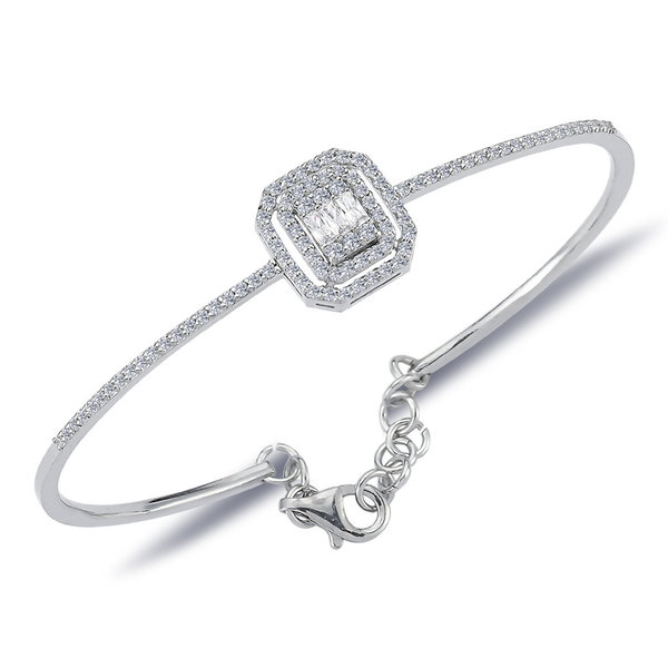 Diamond Tennis-Bracelet Baguette-Cut Whitegold