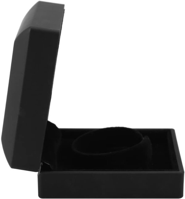 Quadratisch schwarzes LED Schmuck-Etui, innen aus Samt für Armreifen, Armschmuck und Uhren