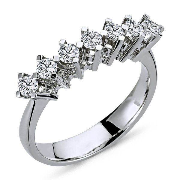 7-Diamanten 0,56 ct Diamantring Crown in 14K Weißgold